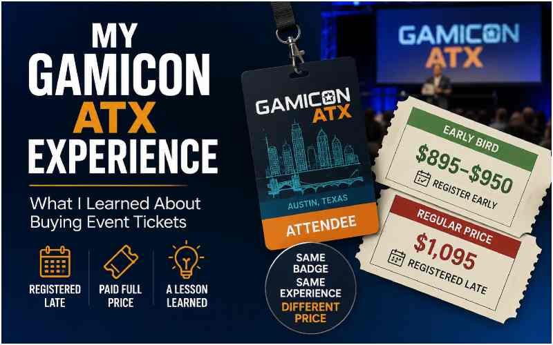 GamiCon ATX badge with early-bird and regular ticket prices.